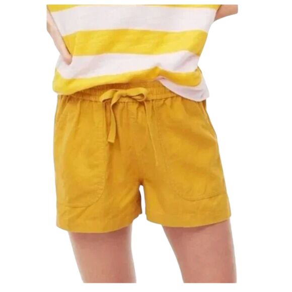 J. Crew Pants - J. CREW Linen Blend Seaside Shorts Golden Yellow Elastic Waist 3" inseam Size XS